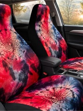 Dreamcatcher Tie-Dye Car Seat Covers in Red & Blue